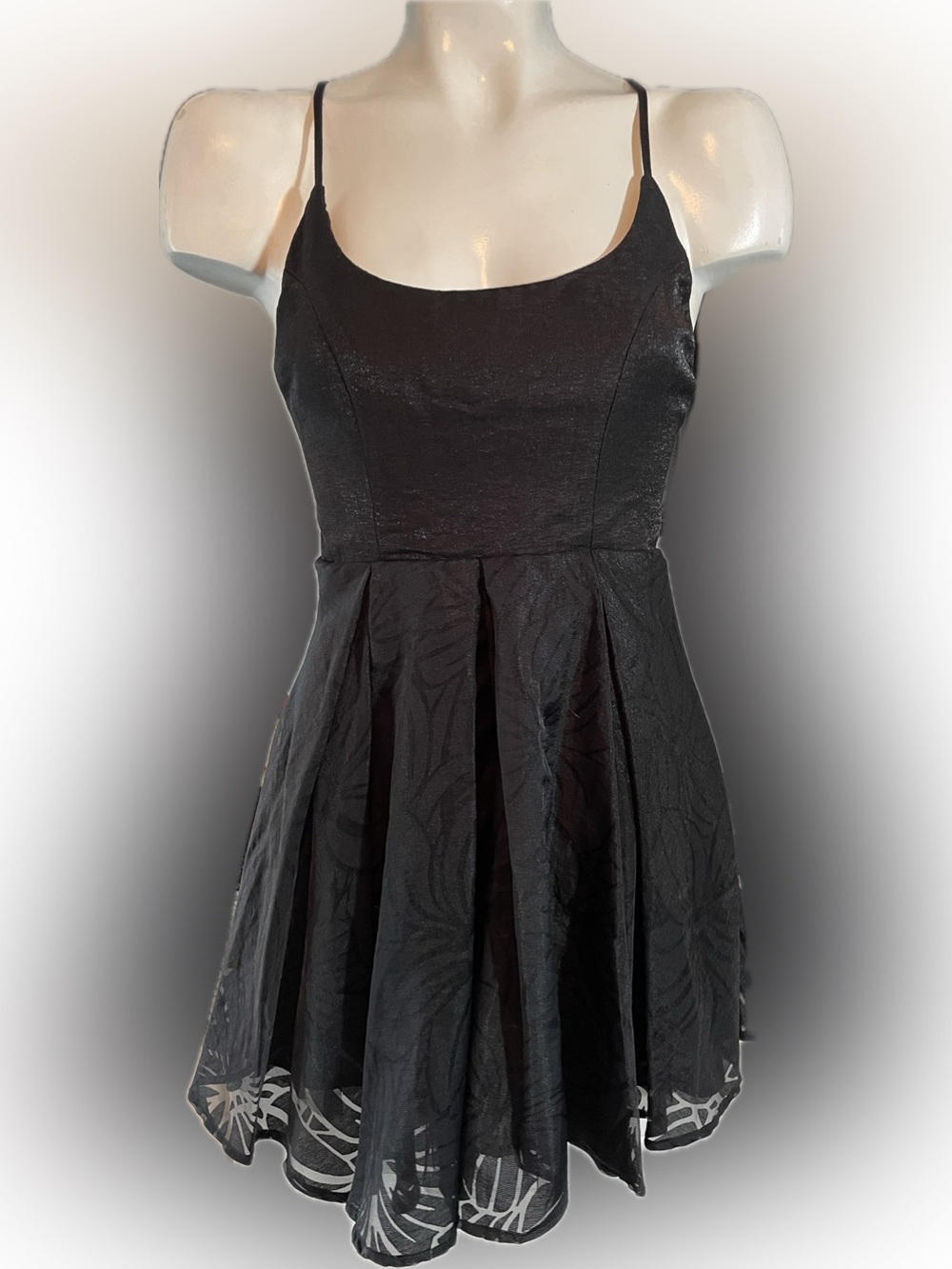 Angel Biba Black Floral-Textured Fit & Flare Dress